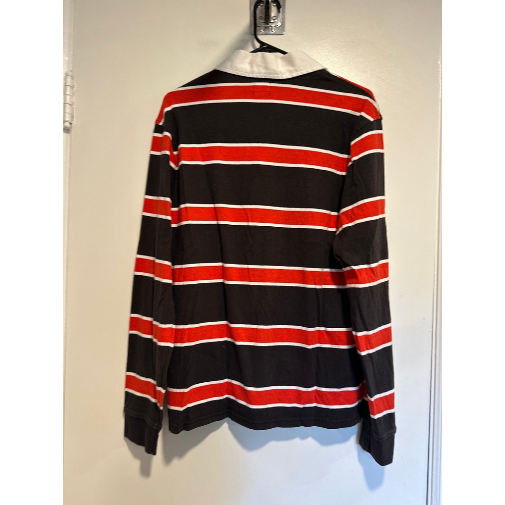 Levi's Preppy Collegiate Rugby Shirt Sz:S Black Red White Striped Cotton